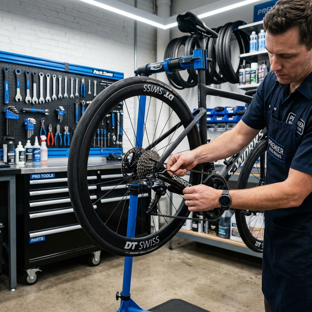 Mechanic working on a bike